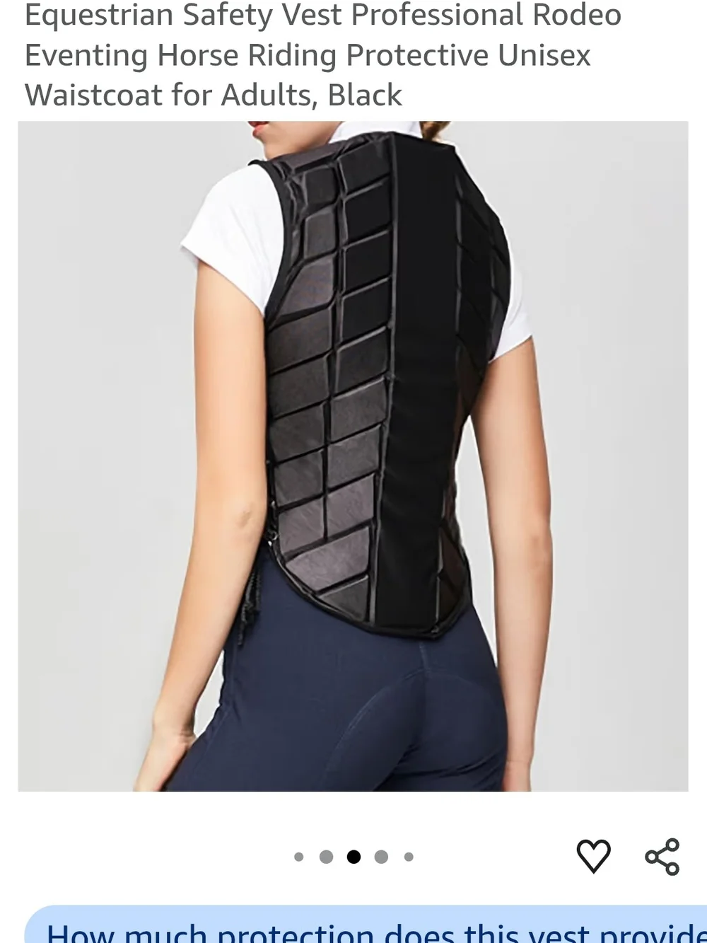 Men's Black Equestrian Safety Riding Vest - Protective Eventing Waistcoat (SMAL)